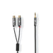 Nedis Stereo Audio Cable - 3.5 mm Male, 2x RCA Female, Gold Plated, Grey / Gun Metal Grey - Cover Window Box