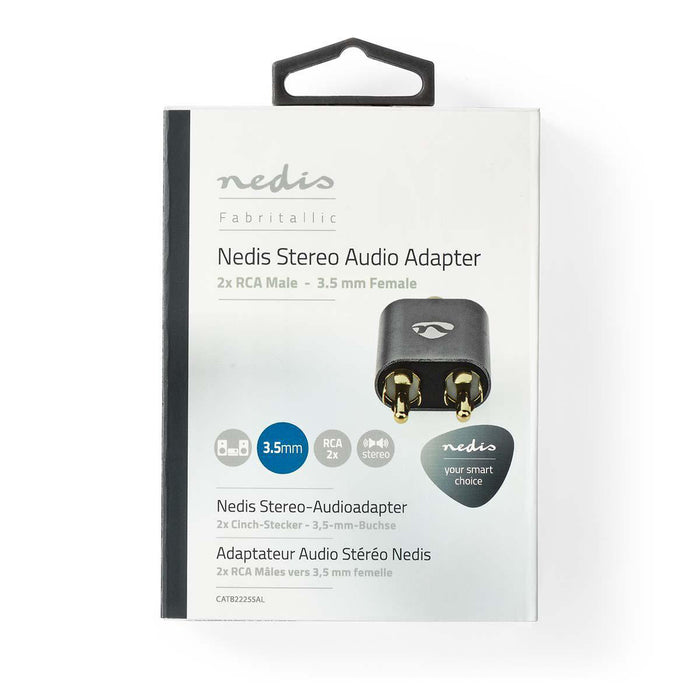 Nedis Stereo Audio Adapter - 2x RCA Male, 3.5 mm Female, Gold Plated, 1 pcs - Cover Window Box