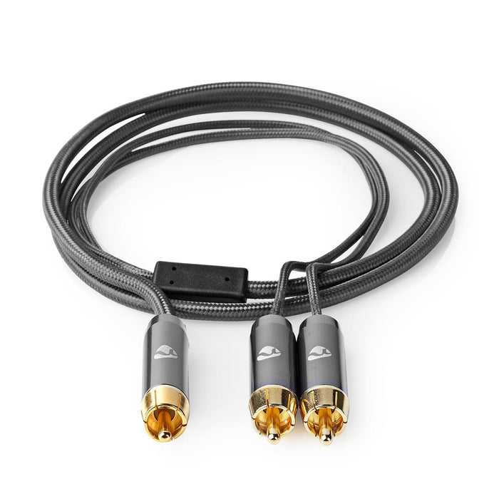 Nedis Subwoofer Cable - RCA Male, 2x RCA Male, Gold Plated, Grey / Gun Metal Grey - Cover Window Box