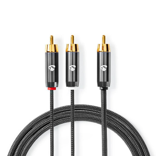 Nedis Subwoofer Cable - RCA Male, 2x RCA Male, Gold Plated, Grey / Gun Metal Grey - Cover Window Box