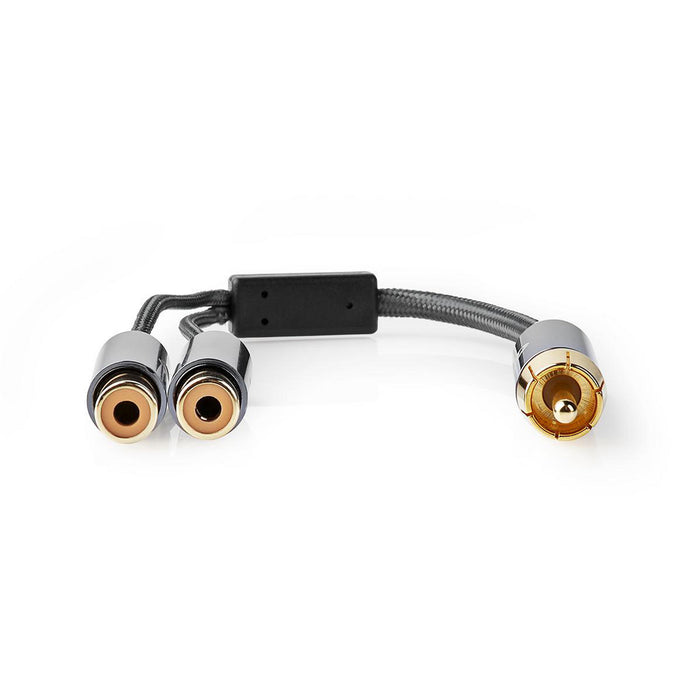 Nedis Subwoofer Cable - RCA Male, 2x RCA Female, Gold Plated, Gun Metal Grey - Cover Window Box