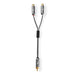 Nedis Subwoofer Cable - RCA Male, 2x RCA Female, Gold Plated, Gun Metal Grey - Cover Window Box