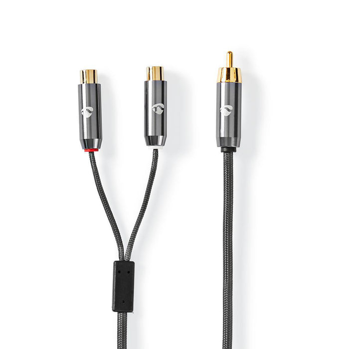 Nedis Subwoofer Cable - RCA Male, 2x RCA Female, Gold Plated, Gun Metal Grey - Cover Window Box