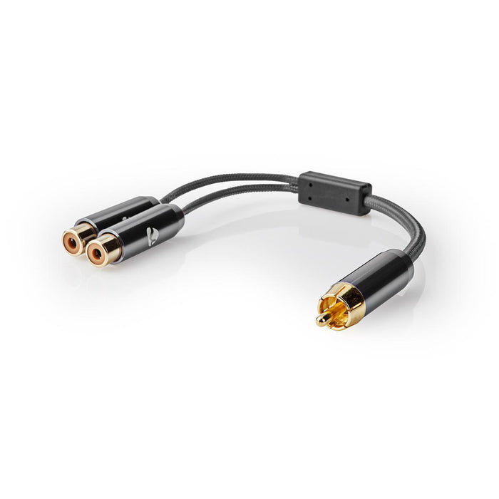 Nedis Subwoofer Cable - RCA Male, 2x RCA Female, Gold Plated, Gun Metal Grey - Cover Window Box