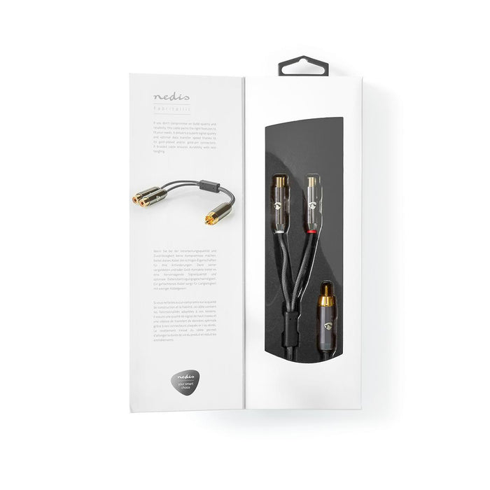 Nedis Subwoofer Cable - RCA Male, 2x RCA Female, Gold Plated, Gun Metal Grey - Cover Window Box