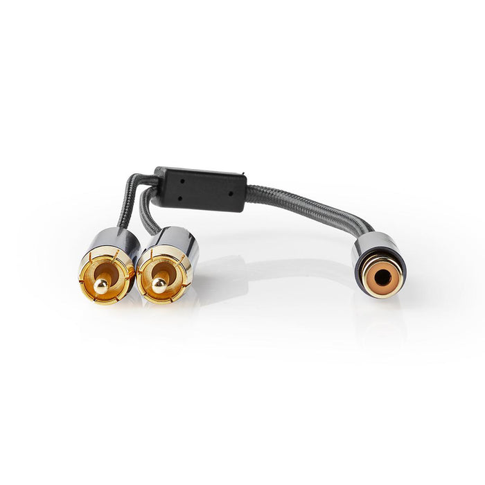 Nedis Subwoofer Cable - 2x RCA Male, RCA Female, Gold Plated, Anthracite / Gun Metal Grey - Cover Window Box