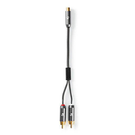 Nedis Subwoofer Cable - 2x RCA Male, RCA Female, Gold Plated, Anthracite / Gun Metal Grey - Cover Window Box