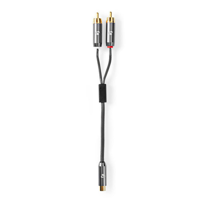 Nedis Subwoofer Cable - 2x RCA Male, RCA Female, Gold Plated, Anthracite / Gun Metal Grey - Cover Window Box