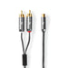 Nedis Subwoofer Cable - 2x RCA Male, RCA Female, Gold Plated, Anthracite / Gun Metal Grey - Cover Window Box