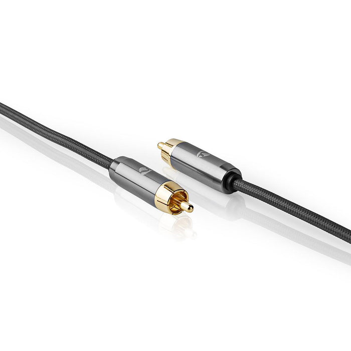 Nedis Subwoofer Cable - RCA Male, RCA Male, Gold Plated, Anthracite / Gun Metal Grey - Cover Box