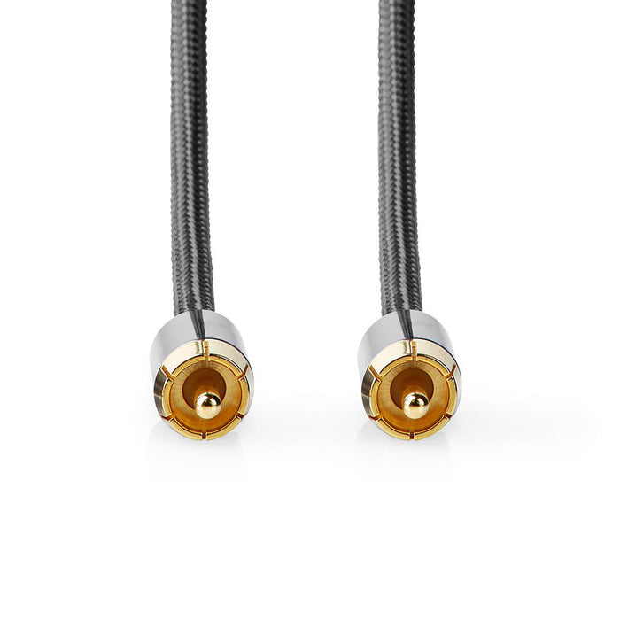 Nedis Subwoofer Cable - RCA Male, RCA Male, Gold Plated, Anthracite / Gun Metal Grey - Cover Box