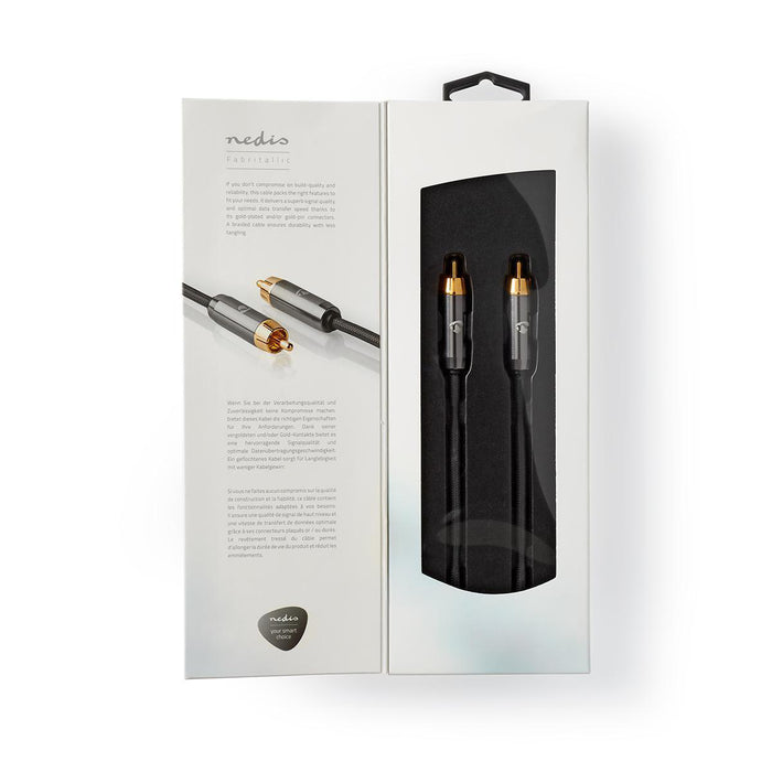 Nedis Digital Audio Cable - RCA Male, RCA Male, Gold Plated, Gun Metal Grey - Cover Window Box