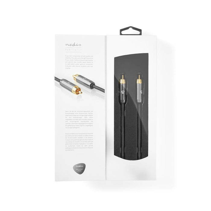 Nedis Digital Audio Cable - RCA Male, RCA Male, Gold Plated, Anthracite / Gun Metal Grey - Cover Window Box