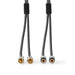 Nedis Stereo Audio Cable - 2x RCA Male, 2x RCA Female, Gold Plated, Grey / Gun Metal Grey - Cover Window Box