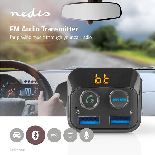 Nedis Car FM Transmitter - Fixed, Hands free calling, 1.0", Google Assistant / Siri - Black