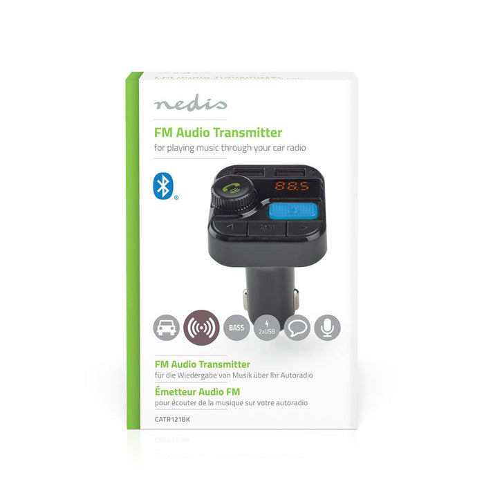 Nedis Car FM Transmitter - Fixed, Hands free calling, 0.8", Google Assistant / Siri - Black