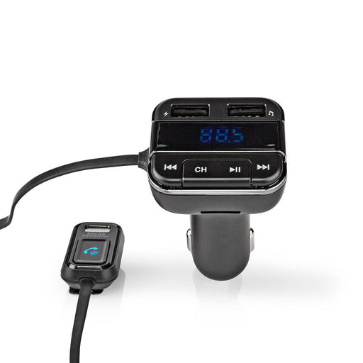 Nedis Car FM Transmitter - Fixed, Hands free calling, 0.8", Google Assistant / Siri - Black / Grey