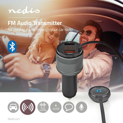 Nedis Car FM Transmitter - Fixed, Hands free calling, 0.8", Google Assistant / Siri - Black