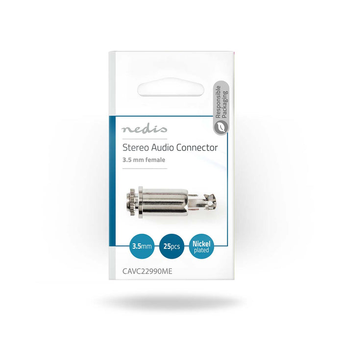 Nedis Audio Connector - Straight, Female, Nickel Plated, 25 pcs - Envelope