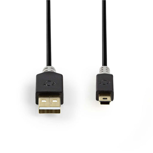 Nedis USB Cable - USB 2.0, USB-A Male, USB Mini-B 5 pin Male, Anthracite - Polybag