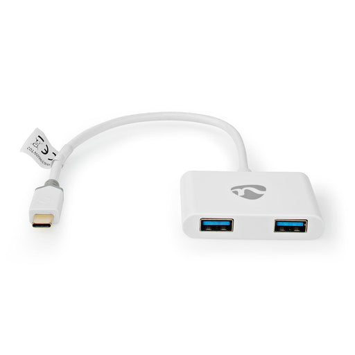 Nedis USB Adapter - USB 3.1 Gen1, USB-C Male, 2x USB-A, White - Polybag