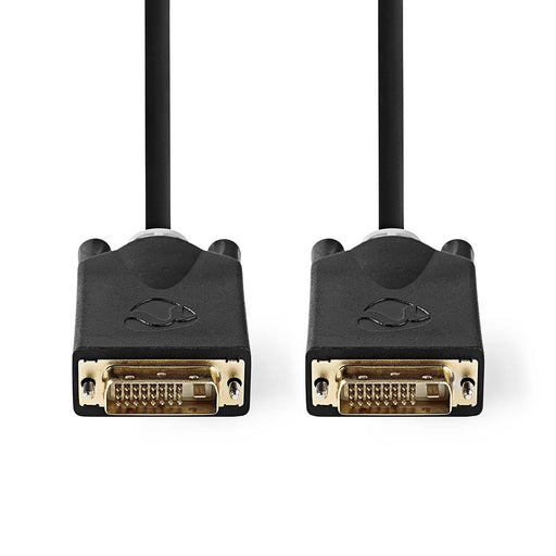 Nedis DVI Cable - DVI-D 24+1-Pin Male, DVI-D 24+1-Pin Male, 2560x1600, Anthracite - Blister