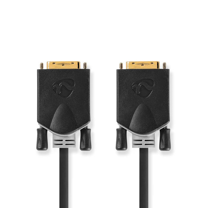 Nedis DVI Cable - DVI-D 24+1-Pin Male, DVI-D 24+1-Pin Male, 2560x1600, Anthracite - Blister