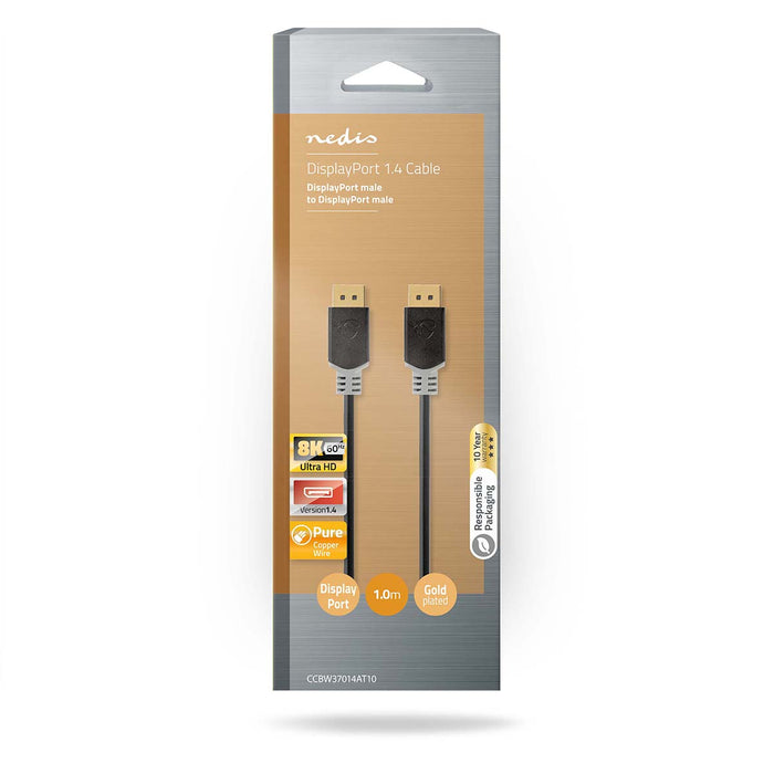 Nedis DisplayPort Cable - DisplayPort Male, DisplayPort Male, 8K@60Hz, Anthracite - Box