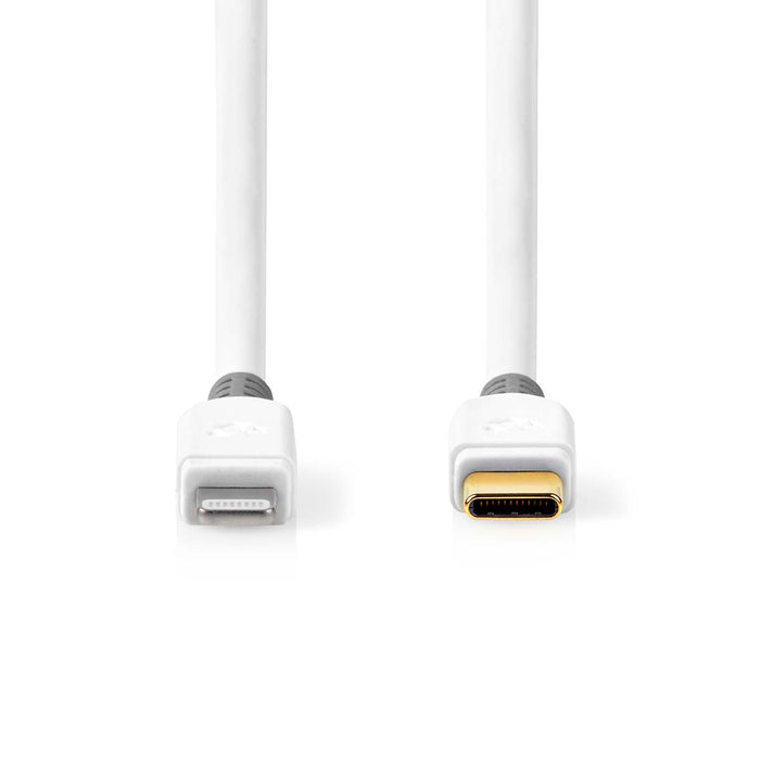 Nedis Lightning Cable - USB 2.0, Apple Lightning 8-Pin, USB-C Male, White - Box