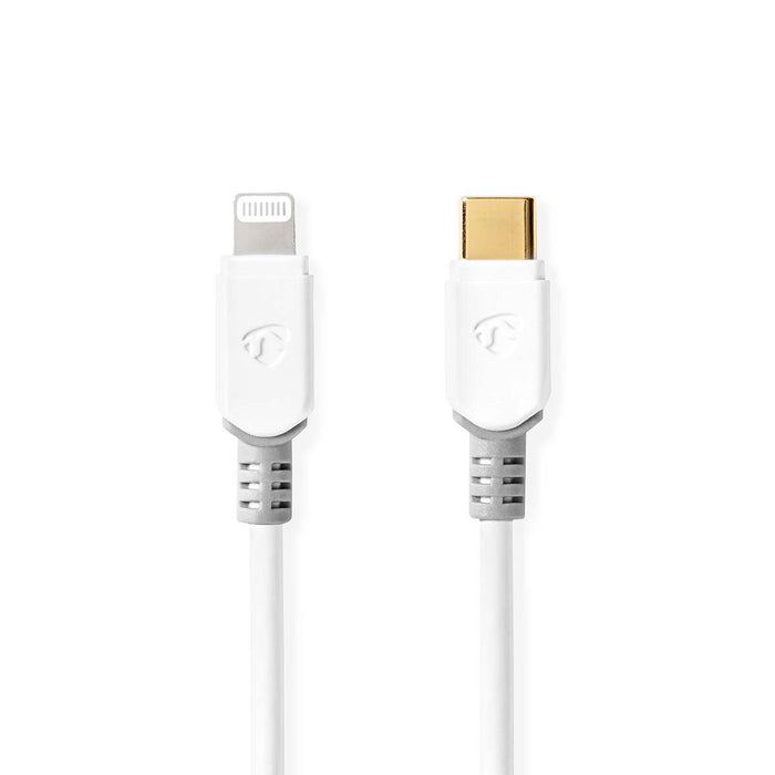 Nedis Lightning Cable - USB 2.0, Apple Lightning 8-Pin, USB-C Male, White - Box