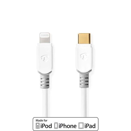 Nedis Lightning Cable - USB 2.0, Apple Lightning 8-Pin, USB-C Male, White - Window Box