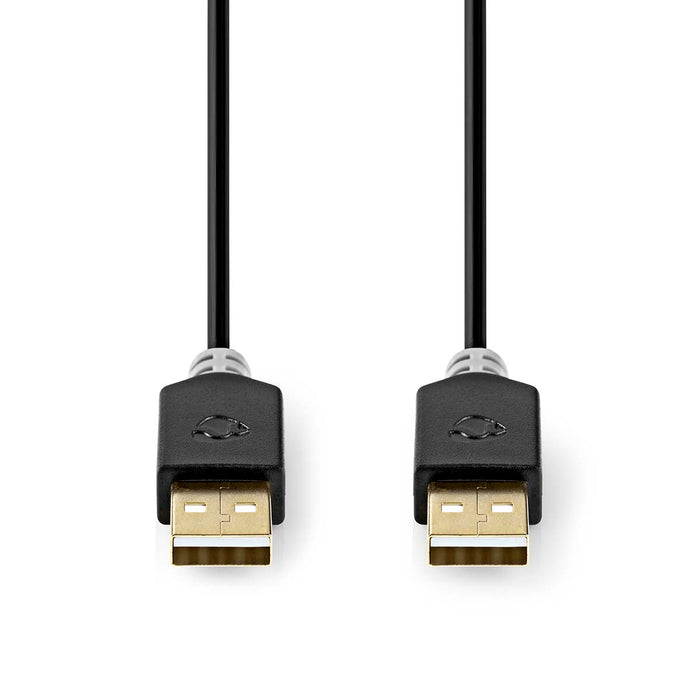 Nedis USB Cable - USB 2.0, USB-A Male, USB-A Male, Anthracite - Box