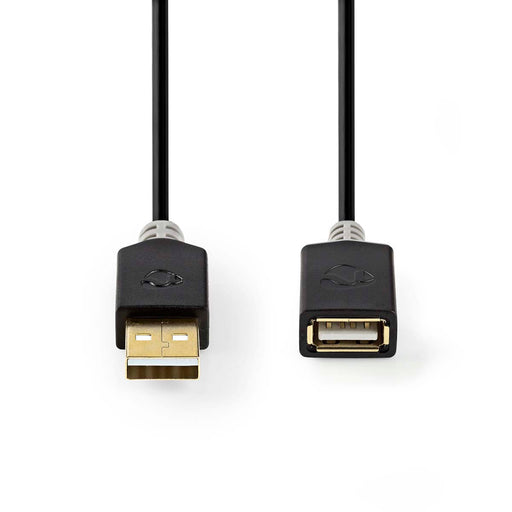 Nedis USB Cable - USB 2.0, USB-A Male, USB-A Female, Anthracite - Box