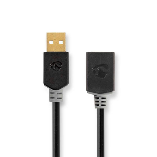 Nedis USB Cable - USB 2.0, USB-A Male, USB-A Female, Anthracite - Box