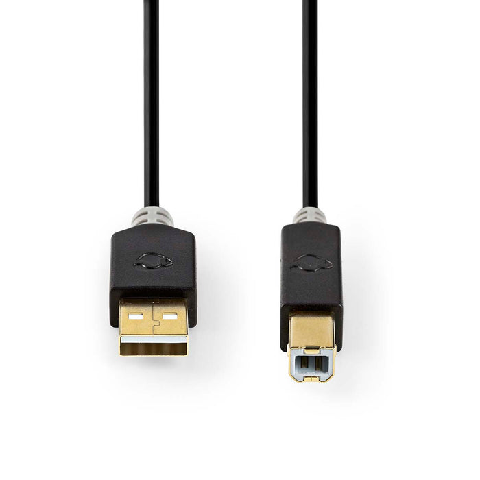 Nedis USB Cable - USB 2.0, USB-A Male, USB-B Male, Anthracite - Box