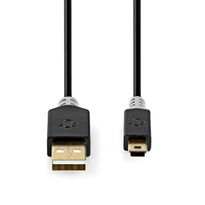 Nedis USB Cable - USB 2.0, USB-A Male, USB Mini-B 5 pin Male, Anthracite - Window Box