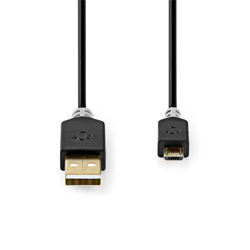 Nedis USB Cable - USB 2.0, USB-A Male, USB Micro-B Male, Anthracite - Box