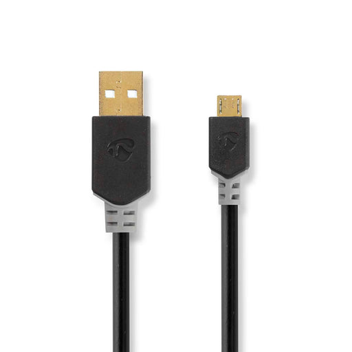 Nedis USB Cable - USB 2.0, USB-A Male, USB Micro-B Male, Anthracite - Box