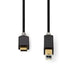 Nedis USB Cable - USB 2.0, USB-C Male, USB-B Male, Anthracite - Box