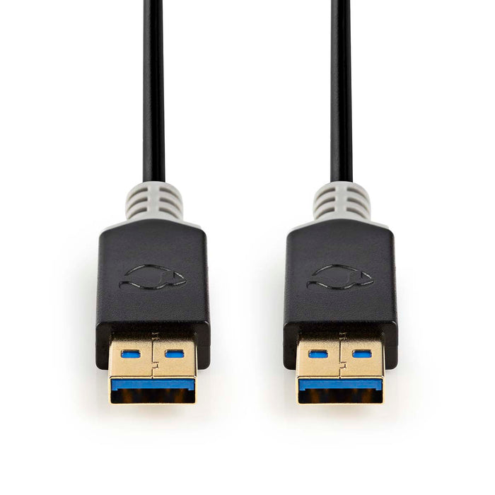 Nedis USB Cable - USB 3.2 Gen 1, USB-A Male, USB-A Male, Anthracite - Box