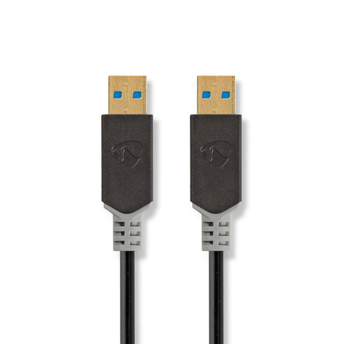 Nedis USB Cable - USB 3.2 Gen 1, USB-A Male, USB-A Male, Anthracite - Box