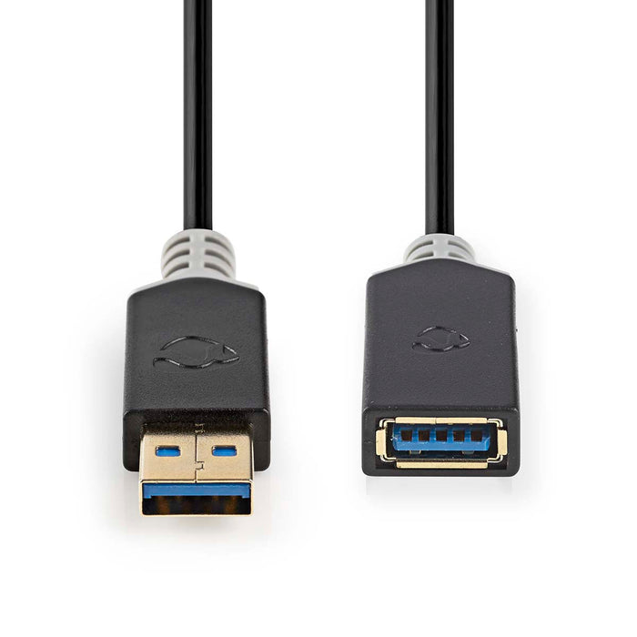 Nedis USB Cable - USB 3.2 Gen 1, USB-A Male, USB-A Female, Anthracite - Box