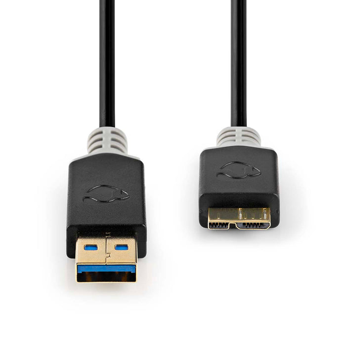 Nedis USB Cable - USB 3.2 Gen 1, USB-A Male, USB Micro-B Male, Anthracite - Box