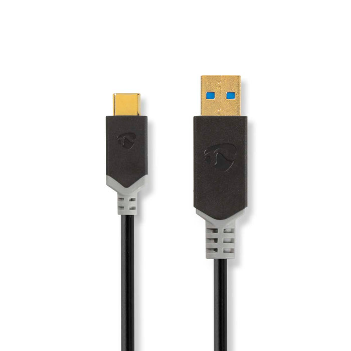 Nedis USB Cable - USB 3.2 Gen 1, USB-A Male, USB-C Male, Anthracite - Window Box