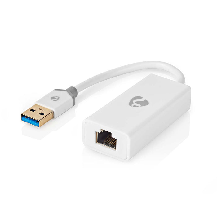 Nedis USB Network Adapter - USB 3.2 Gen 1, 1 Gbps, USB-A Male, White - Box