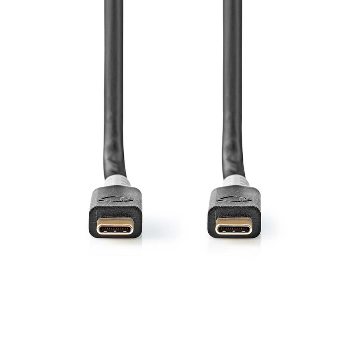 Nedis USB Cable - USB 3.2 Gen 2x2, USB-C Male, USB-C Male, Anthracite - Window Box