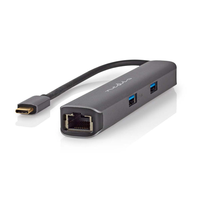 Nedis USB Multi-Port Adapter - USB 3.2 Gen 1, USB-C Male, HDMI Output / RJ45 Female / 2x USB-A Female / 2x USB-C, Anthracite - Box