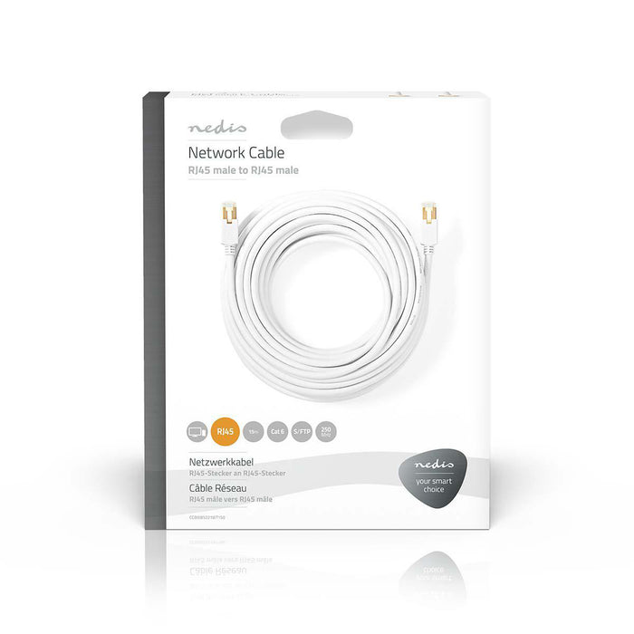 Nedis CAT6 Cable - RJ45 Male, RJ45 Male, S/FTP, White - Window Box