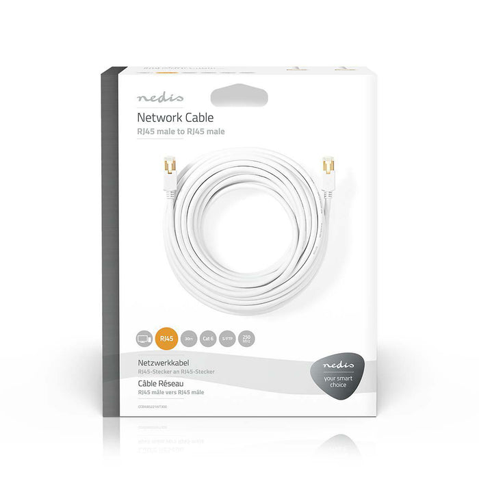 Nedis CAT6 Cable - RJ45 Male, RJ45 Male, S/FTP, White - Window Box