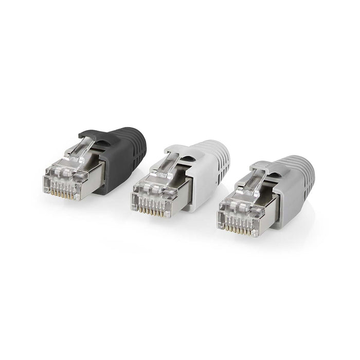 Nedis RJ45 Connector - RJ45 Pass Through, Solid/Stranded FTP CAT6, Straight, Black / Grey / White - Box